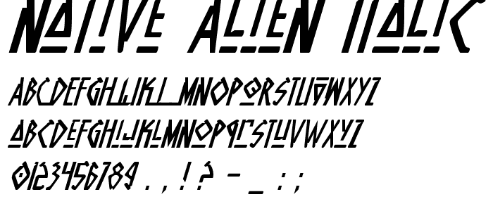Native Alien Italic font